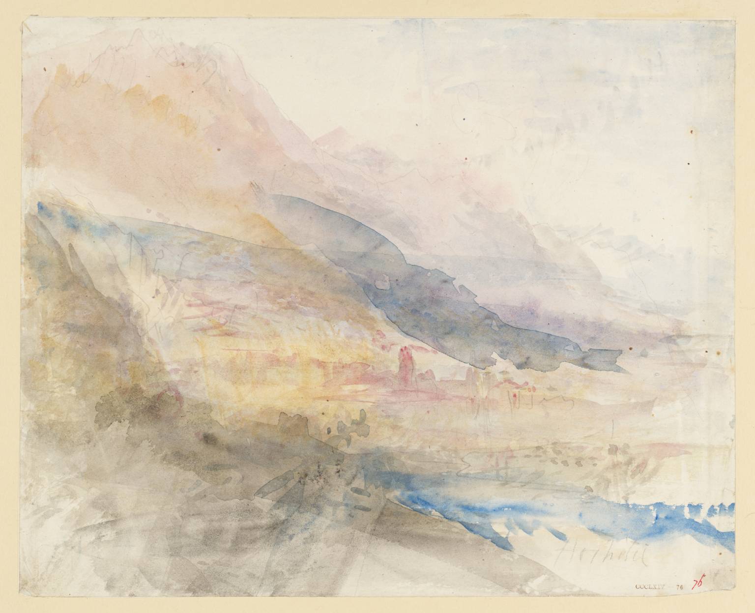 Town, with Mountains. Hospital [Turner] (?Ospitale, near Belluno)
