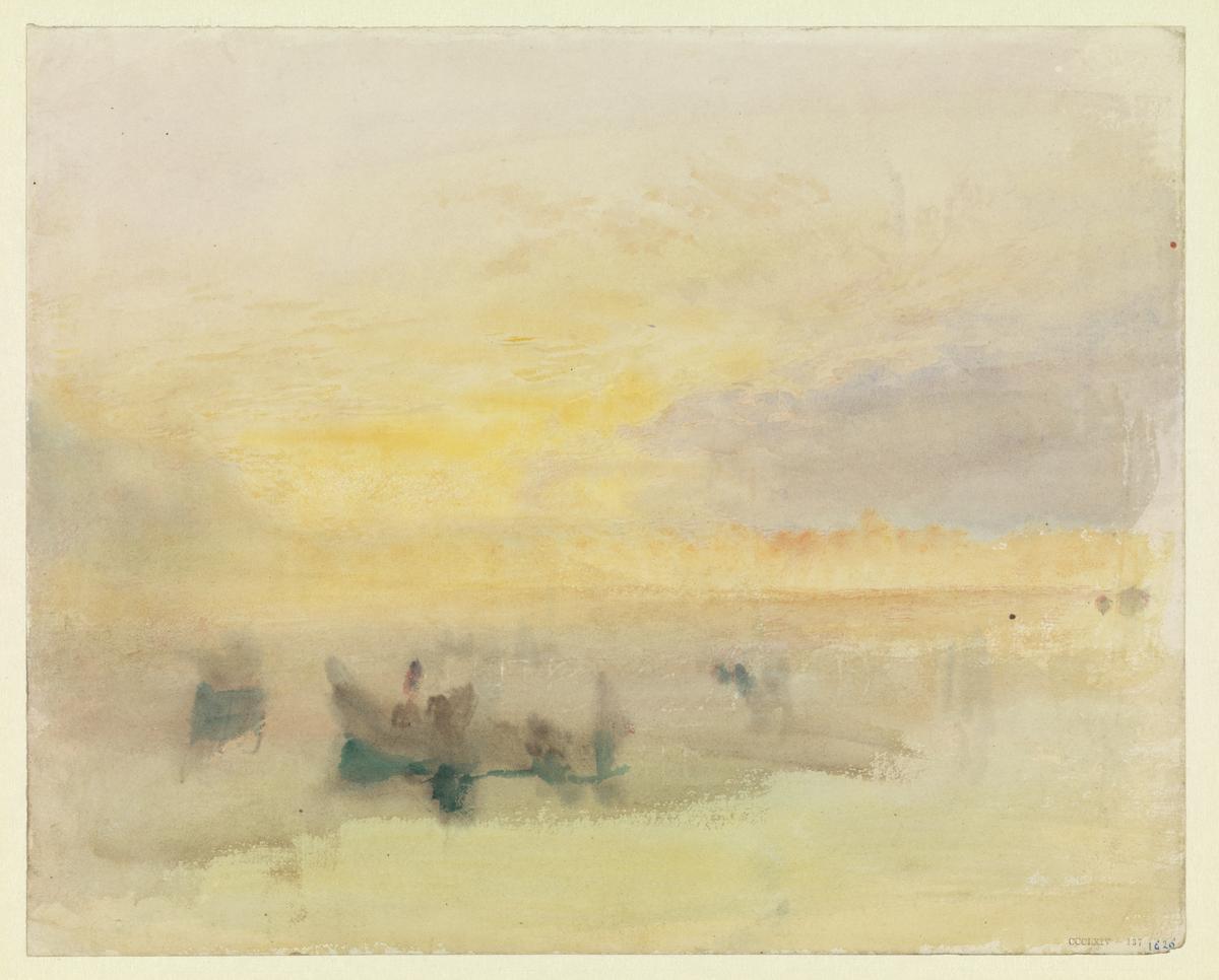 Joseph Mallord William Turner, ‘Boats on the Lagoon near Venice, around Sunset’ 1840