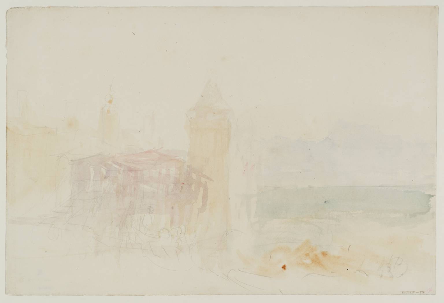 Tower with Other Buildings beside Lake