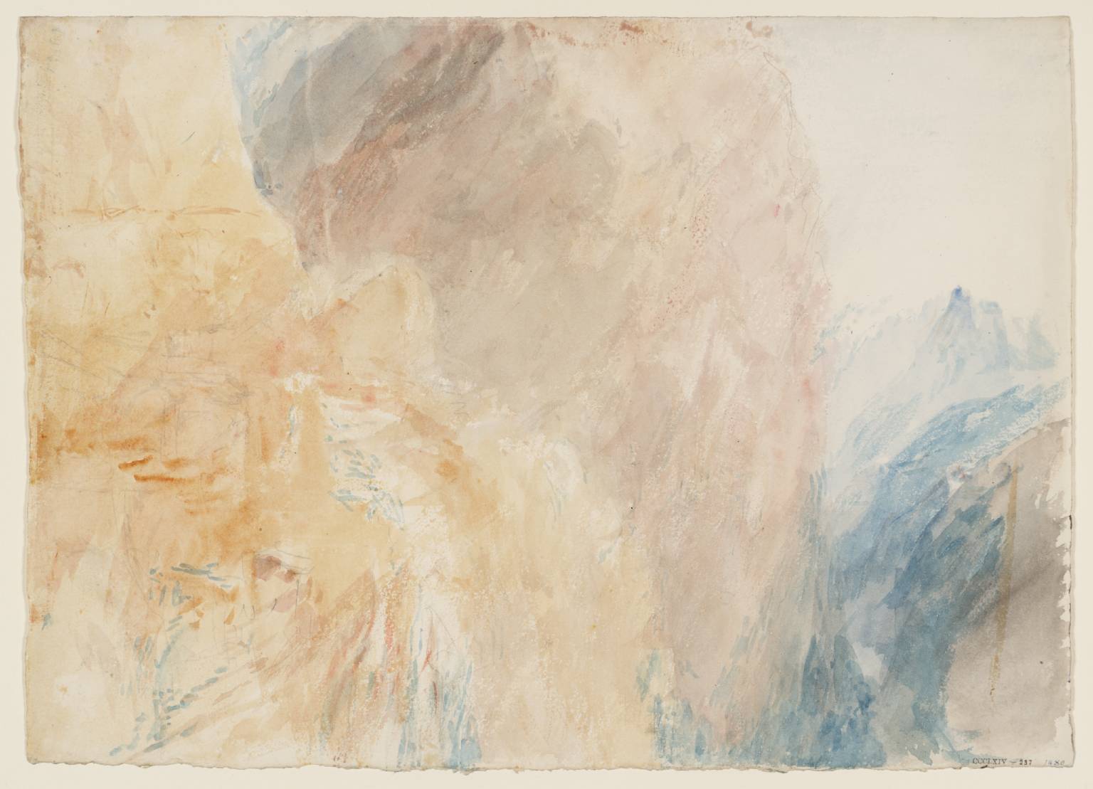 An Alpine Gorge, with Waterfall