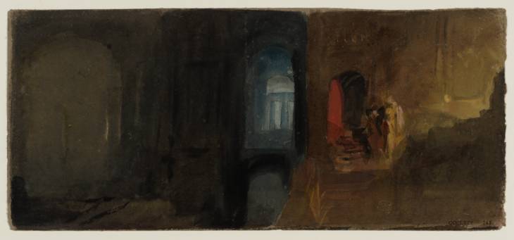 Joseph Mallord William Turner, ‘Two Figures in a Dark Arcade, Perhaps in Venice’ ?1840