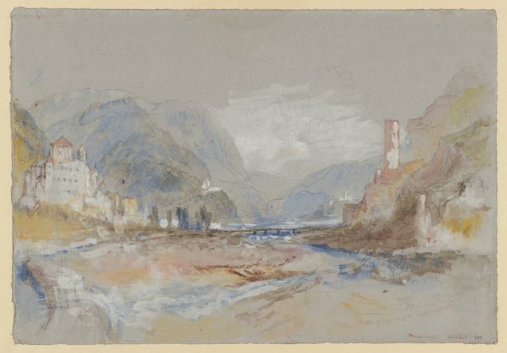Joseph Mallord William Turner, ‘Castel Sant'Antonio and the Torre Druso (Schloss Klebenstein and Treuenstein), beside the Torrente Talvera (Talferbach) near Bolzano (Bozen)’ 1840