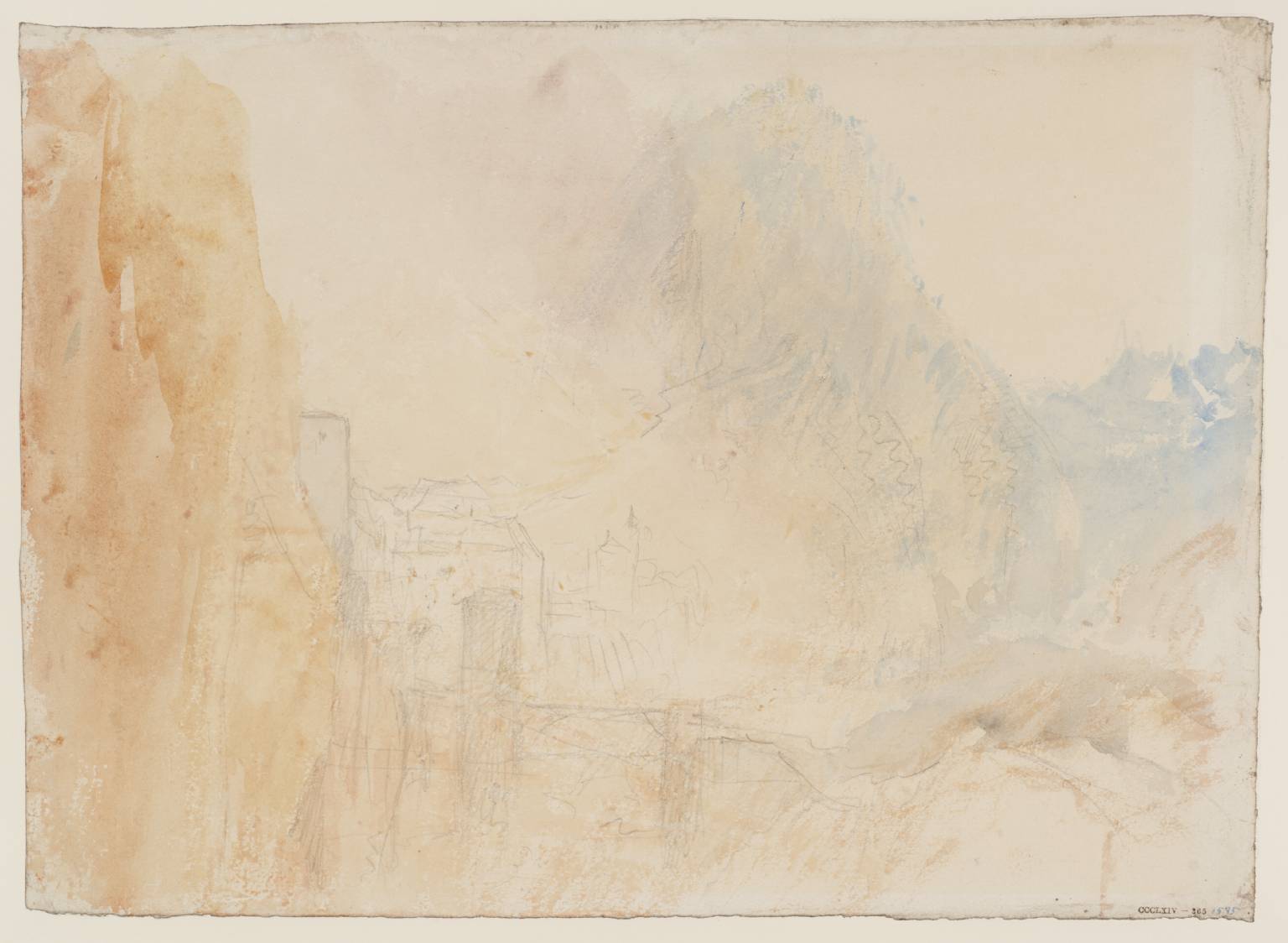 Cliffs, Houses and Bridge on ?Rhine