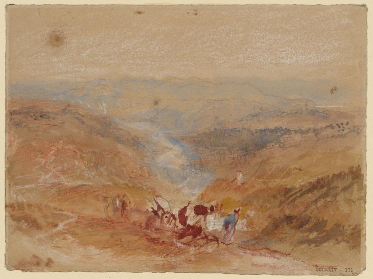 Joseph Mallord William Turner, ‘Figures and Animals above a Ravine, Perhaps in the North of Italy’ c.1828-43