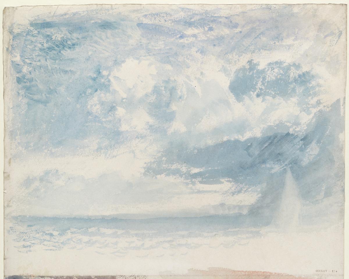 Joseph Mallord William Turner, ‘A Sailing Boat or Boats at Sea with Blustery Clouds’ c.1823-6