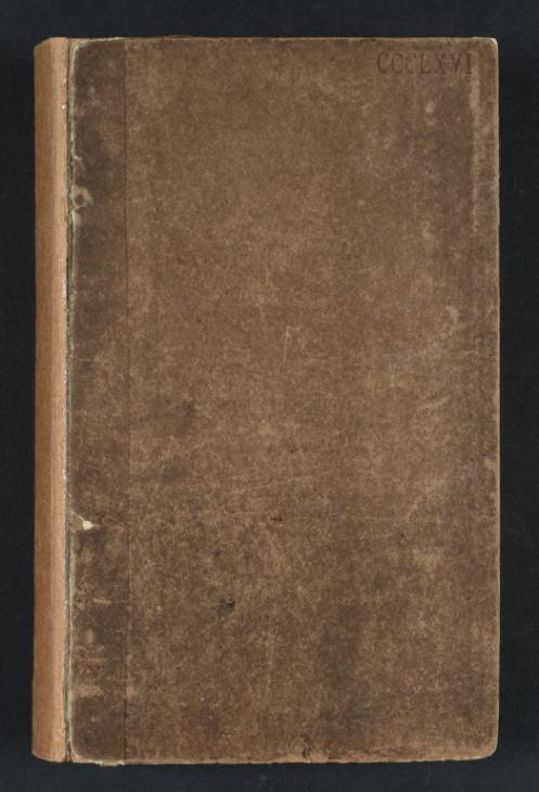 Joseph Mallord William Turner, ‘Sketches and Inscriptions in a Copy of Rogers's 'Poems'’ c.1830-2 (Front cover of sketchbook)