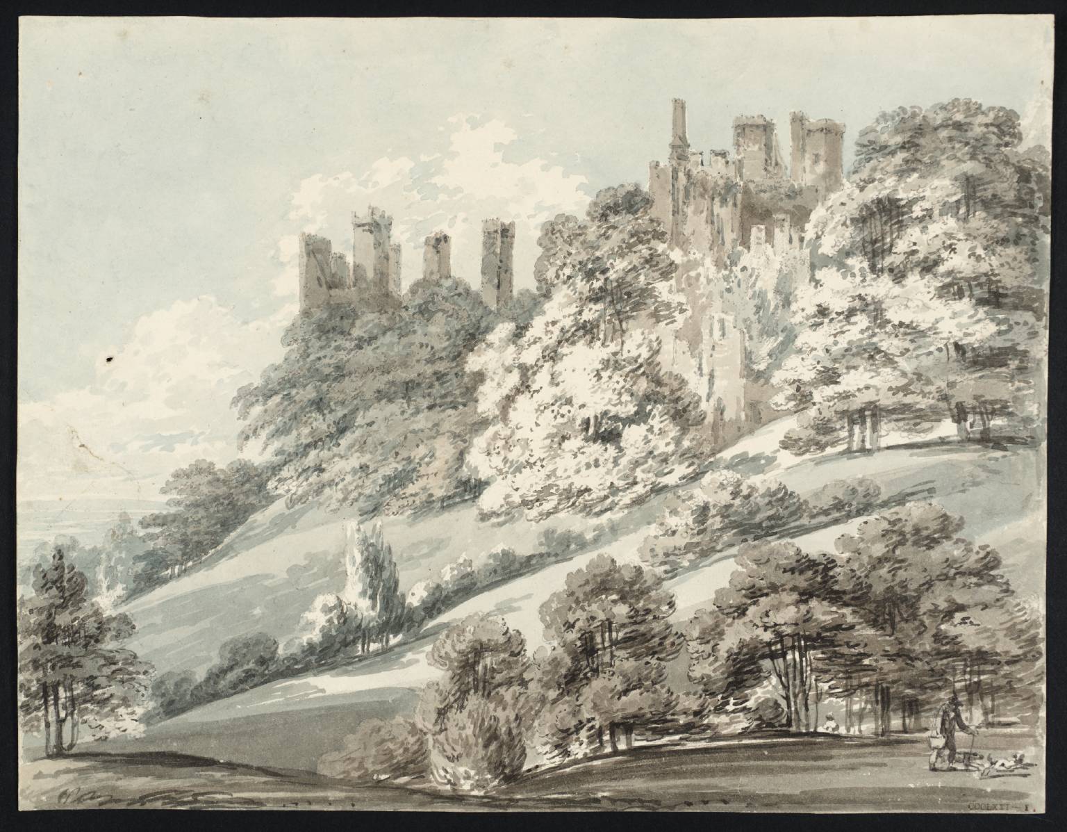 Castle Ruins among Trees on a Hill (?Ludlow)