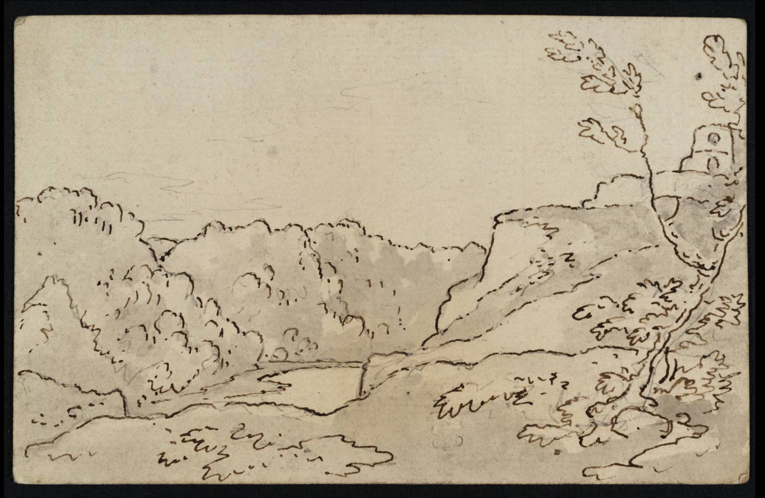 Part of the Avon Gorge at Clifton, with a Kiln on the Cliff Edge