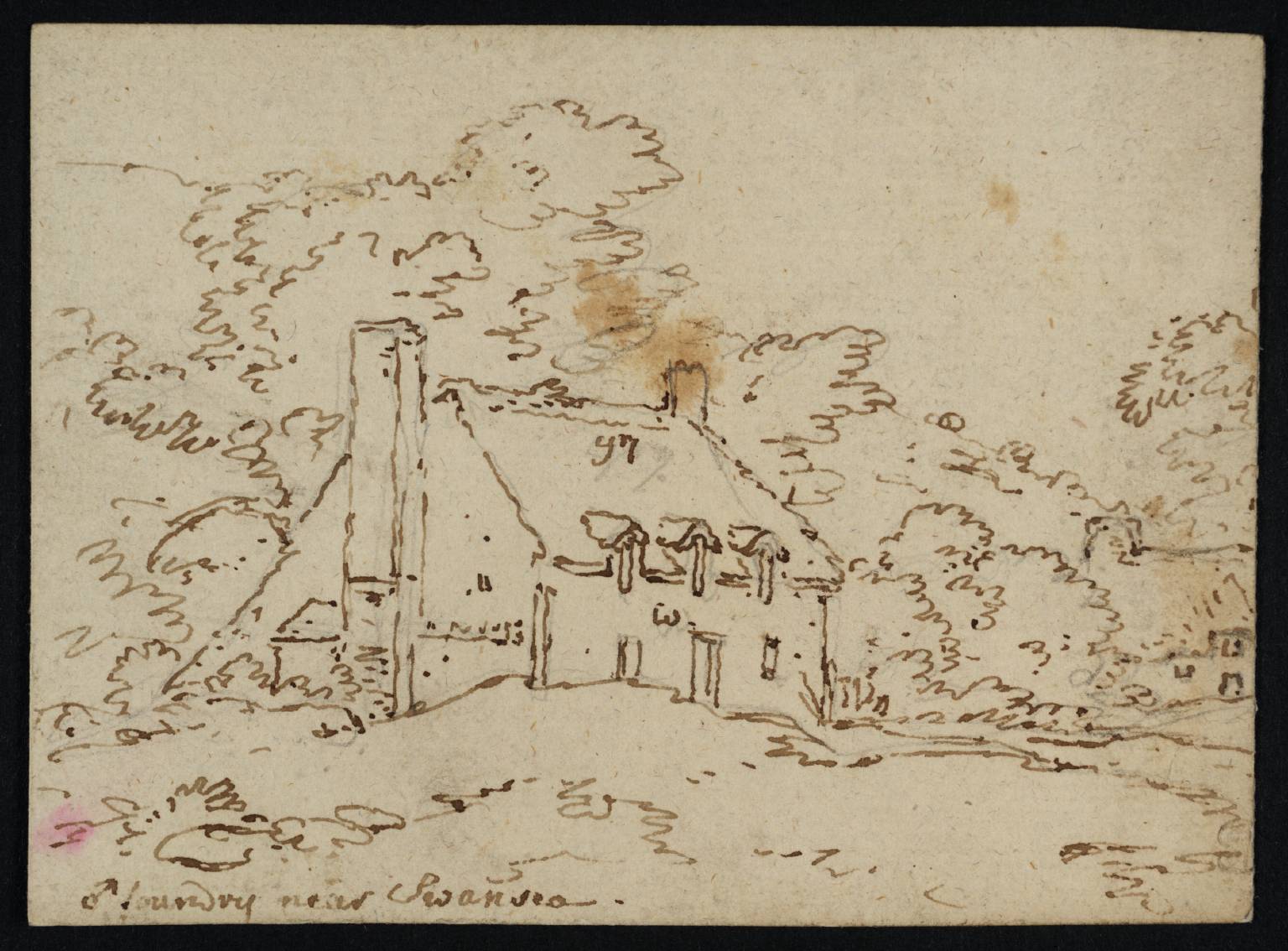 Buildings and Trees near an Iron Foundry at Swansea