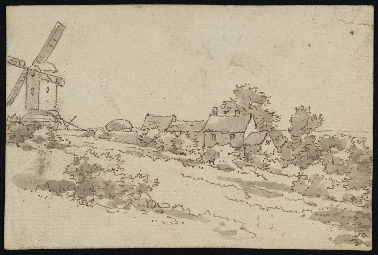 A Windmill, with Cottages among Trees