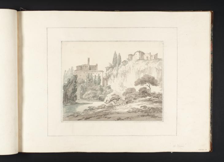 Joseph Mallord William Turner, Thomas Girtin, ‘Nemi: Buildings and Cliffs beside the River’ c.1794-8