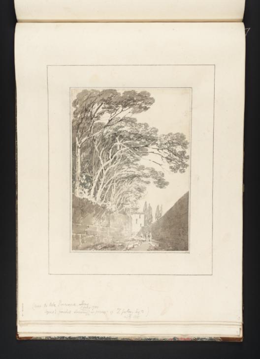 Joseph Mallord William Turner, Thomas Girtin, ‘Rome: A Wall with Trees Overhanging a Street near the Porta Pinciana’ c.1794-8