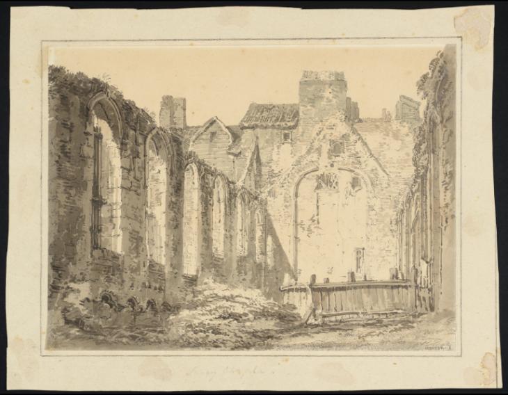 Joseph Mallord William Turner, Thomas Girtin, ‘London: The Interior of the Ruins of the Savoy Chapel’ c.1796