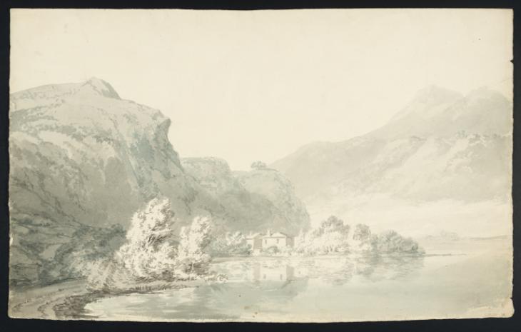 Joseph Mallord William Turner, Thomas Girtin, ‘View on the Rhine, looking North from the Junction with the Salense, at the Foot of the Pissevache Fall’ c.1797