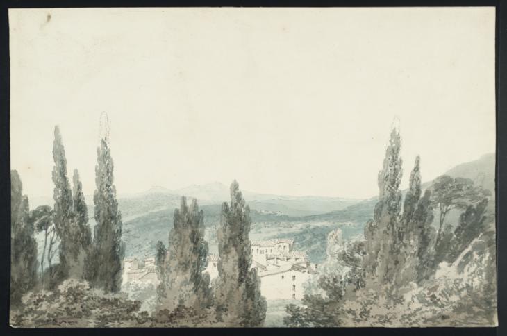 Joseph Mallord William Turner, Thomas Girtin, ‘View from the Villa d'Este at Tivoli towards Monte Celio’ c.1795-7