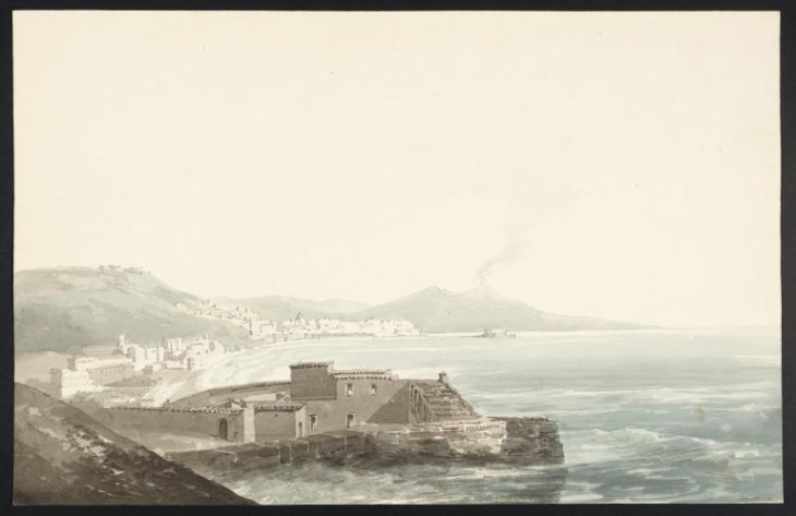 Joseph Mallord William Turner, Thomas Girtin, ‘Naples: Looking across the Bay towards Vesuvius from Mergellina’ c.1796-7
