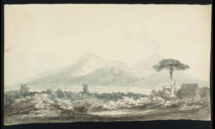 Joseph Mallord William Turner, Thomas Girtin, ‘Portici: Mounts Somma and Vesuvius from Sir William Hamilton's Villa’ c.1796-7