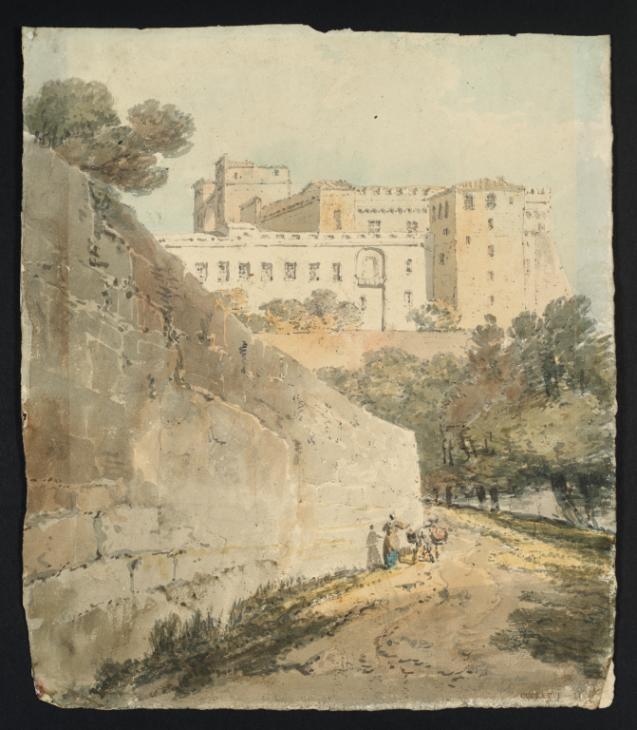 Joseph Mallord William Turner, Thomas Girtin, ‘Rome: A Road beside a High Wall, with the Buildings of the Vatican Rising Beyond’ c.1796