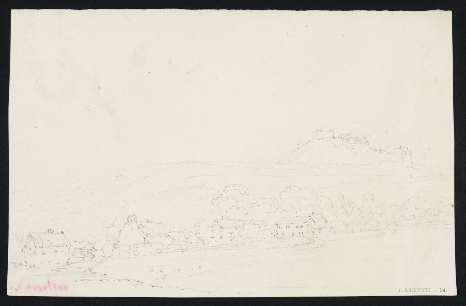 Dover Castle Seen from Inland, with Houses in the Foreground