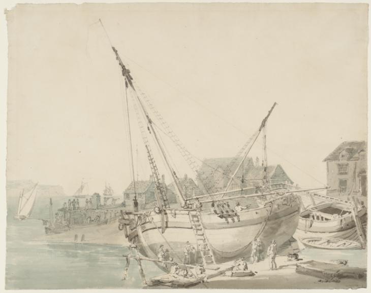 Joseph Mallord William Turner, Thomas Girtin, ‘Dover Harbour, with a Ship being Overhauled’ 1795-6