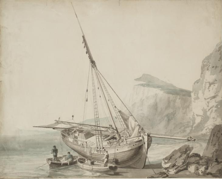 Joseph Mallord William Turner, Thomas Girtin, ‘Dover: A Boat on the Shore near Shakespeare's Cliff’ 1795-6