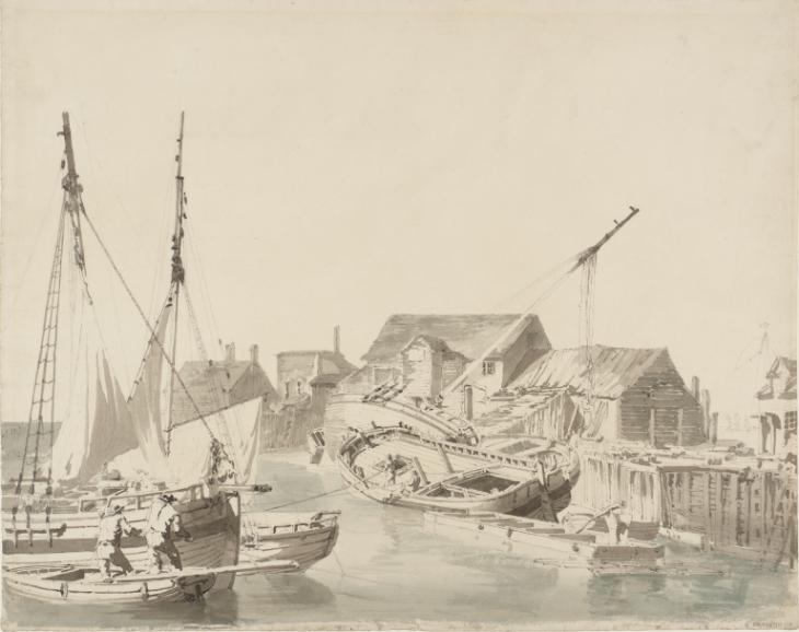 Joseph Mallord William Turner, Thomas Girtin, ‘Dover Harbour: Small Boats by the Quay’ 1795-6