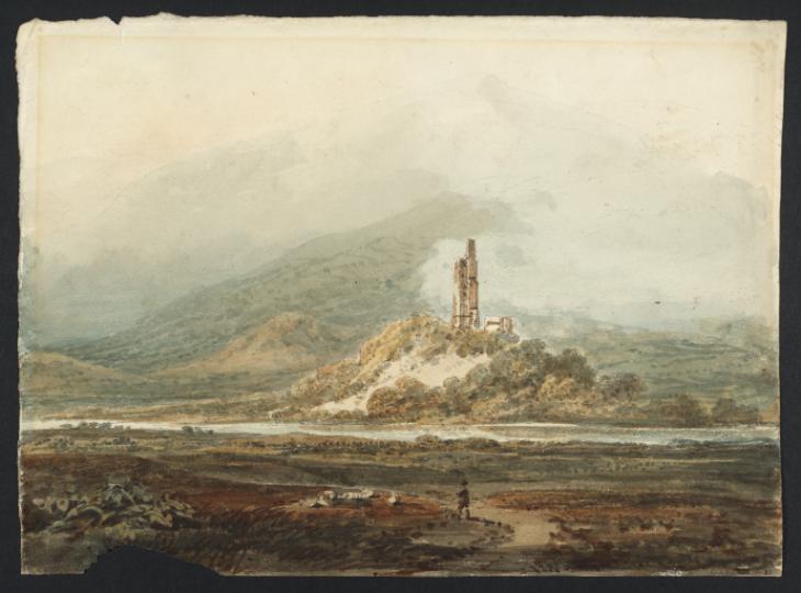 Joseph Mallord William Turner, Thomas Girtin, ‘A Ruined Tower on a Knoll in a River among Mountains’ c.1796