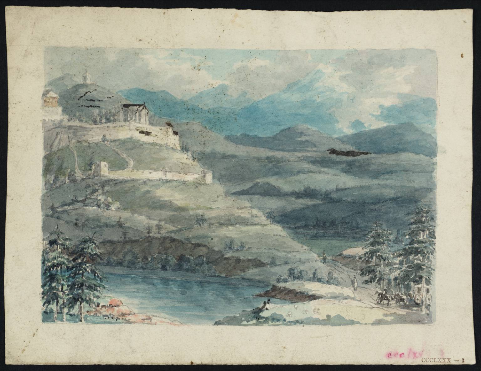 City on Hill, with Distant Mountains
