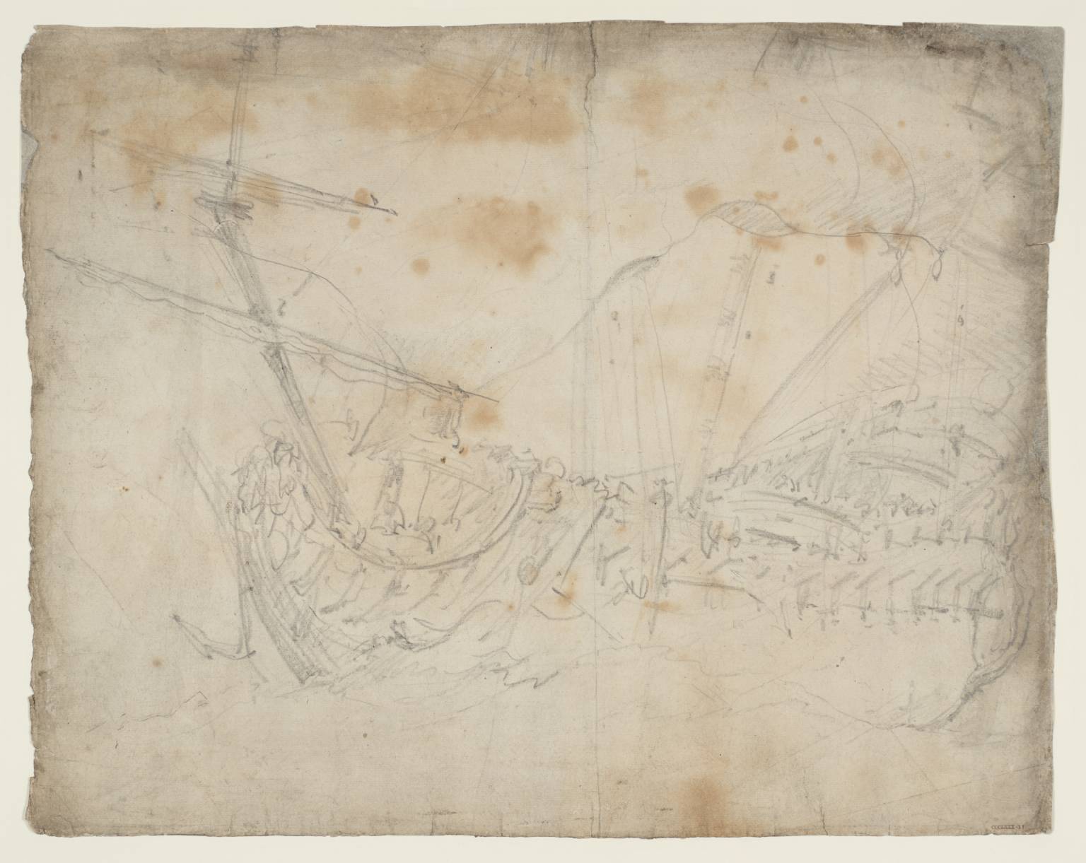 Study of the English Ship ‘Hampton Court’ from the Port Bow, in a Heavy Sea