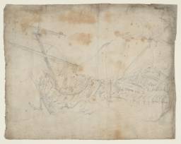 Study of the English Ship ‘Hampton Court’ from the Port Bow, in a Heavy Sea