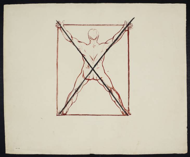 Joseph Mallord William Turner, ‘Lecture Diagram: Figure, with Outstretched Arms and Legs, Enclosed within a Square: Back View’ c.1812-28