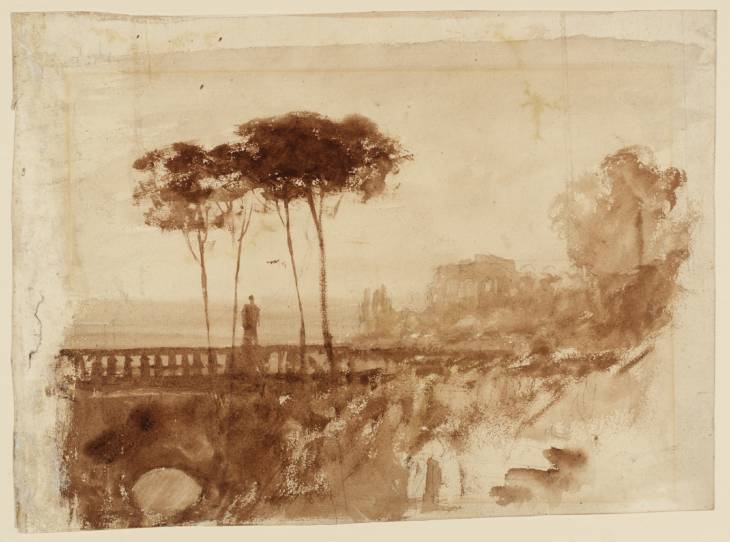 Joseph Mallord William Turner, ‘An Italianate Terrace or Bridge with a Statue’ c.1815-19
