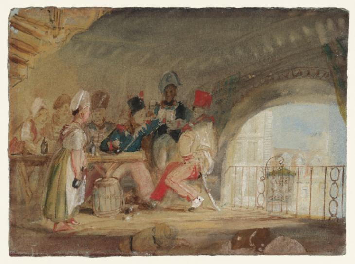 Joseph Mallord William Turner, ‘Soldiers Drinking in a Café, ? Nantes’ c.1826-8
