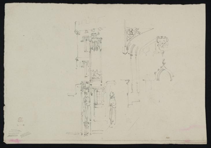 Joseph Mallord William Turner, ‘Studies of the Gate of All Souls in Oxford High Street’ c.1798