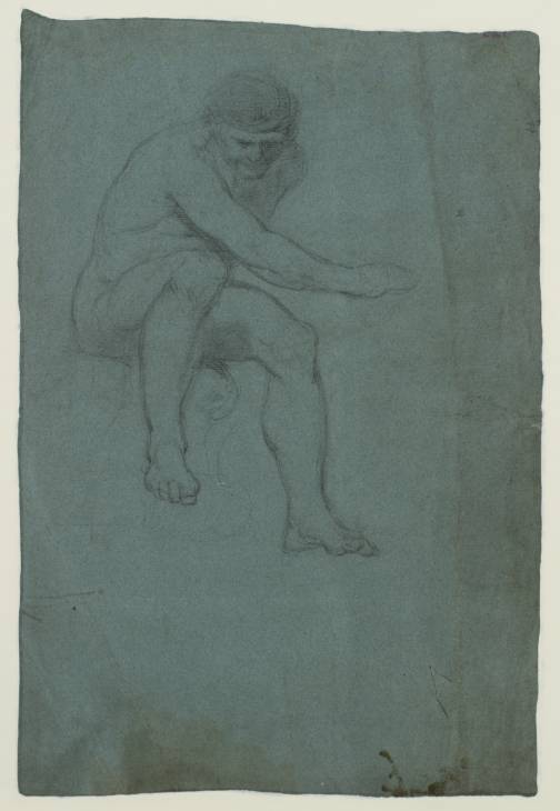 Joseph Mallord William Turner, ‘A Seated Male Nude Leaning Forward’ c.1796