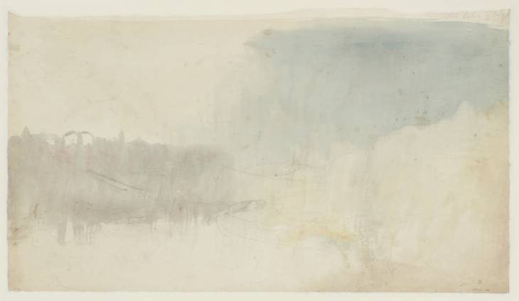 Joseph Mallord William Turner, ‘A River Scene, Possibly with a Bridge and Buildings’ c.1829