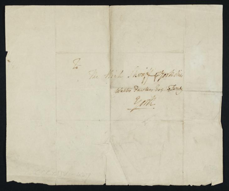 Joseph Mallord William Turner, ‘Inscription ?by Turner: A Name and Address’ c.1823