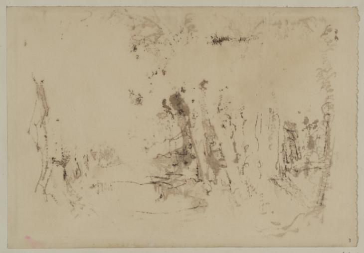 Joseph Mallord William Turner, ‘Offset: East Cowes Castle from the West, beyond Trees and a Pond at Moonrise’ date not known
