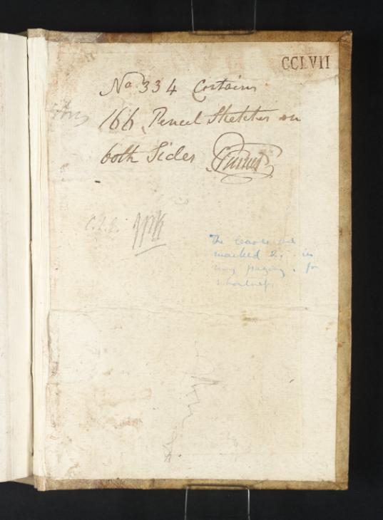 Joseph Mallord William Turner, ‘Executors' Endorsements’ 1832 (Inside back cover of sketchbook)