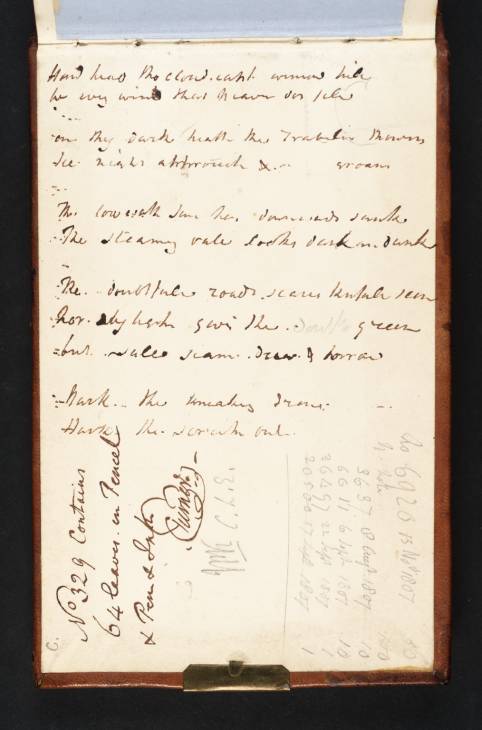 Joseph Mallord William Turner, ‘Verses, Arithmetic &c (Inscriptions by Turner)’ 1807 (Inside back cover of sketchbook)