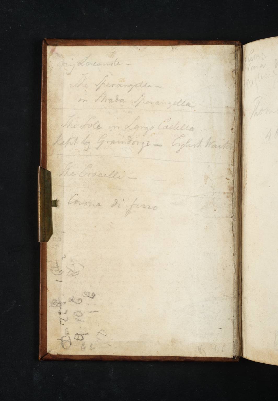 Inscriptions Containing Notes on Hotels and Restaurants in Naples