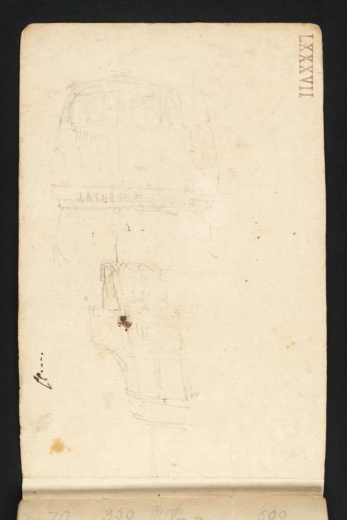 Joseph Mallord William Turner, ‘Stern of the 'Argonaut', in Two Positions’ c.1805 (Inside back cover of sketchbook)