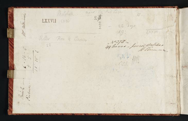 Joseph Mallord William Turner, ‘Arithmetic (Inscriptions by Turner)’ 1802-3 (Inside front cover of sketchbook)