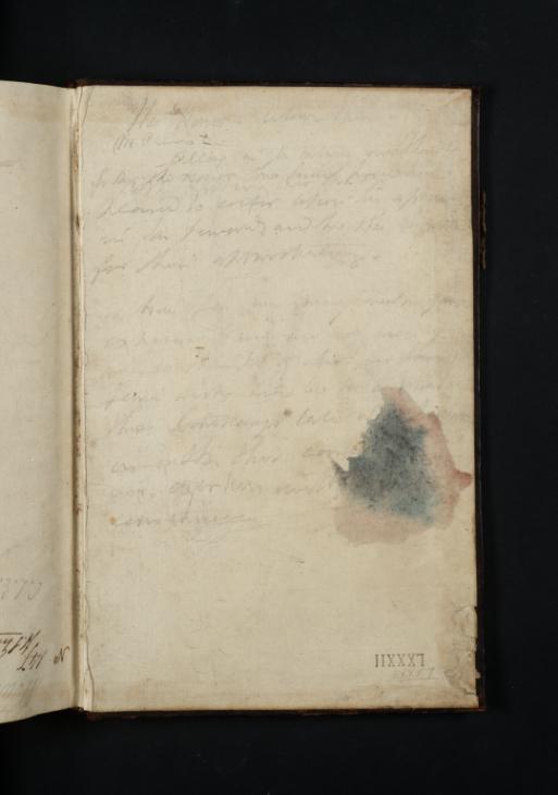 Joseph Mallord William Turner, ‘Inscription by Turner: Draft of a Speech or Letter’ ?1801 (Inside front cover of sketchbook)
