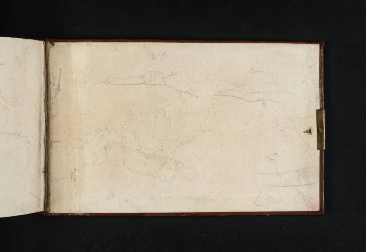 Joseph Mallord William Turner, ‘Three Sketches of Mountainous Landscape; Including a Distant View of Mont Blancand Mont Cenis’ 1819 (Inside back cover of sketchbook)