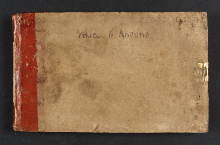 Joseph Mallord William Turner, ‘Inscription by Turner: Title of Sketchbook’ 1819 (Front cover of sketchbook)