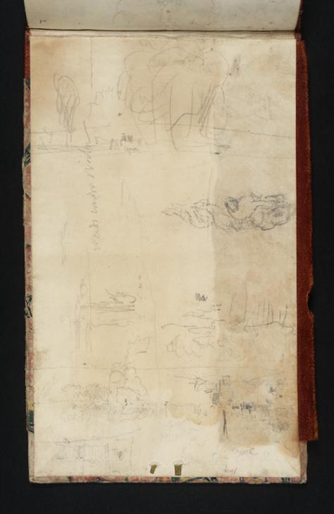 Joseph Mallord William Turner, ‘A Wooded River Scene and Other Studies’ c.1823-4 (Inside back cover of sketchbook)