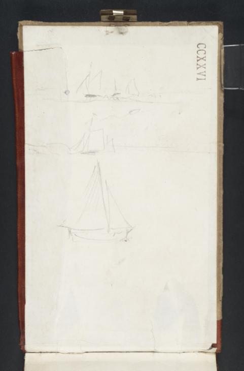 Joseph Mallord William Turner, ‘Yachts under Sail’ 1827 (Inside front cover of sketchbook)