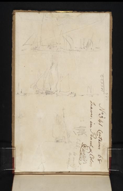 Joseph Mallord William Turner, ‘Yachts under Sail’ 1827 (Inside back cover of sketchbook)