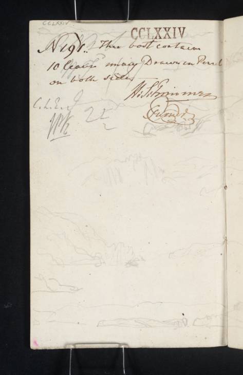 Joseph Mallord William Turner, ‘Sketches of the Sound of Kerrera’ 1831 (Inside front cover of sketchbook)